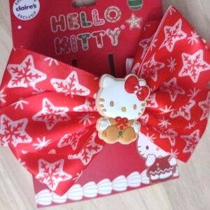 Hello Kitty Gingerbread Rubber Charm Red Bow Hair Clip Accessory Y2K Kawaii